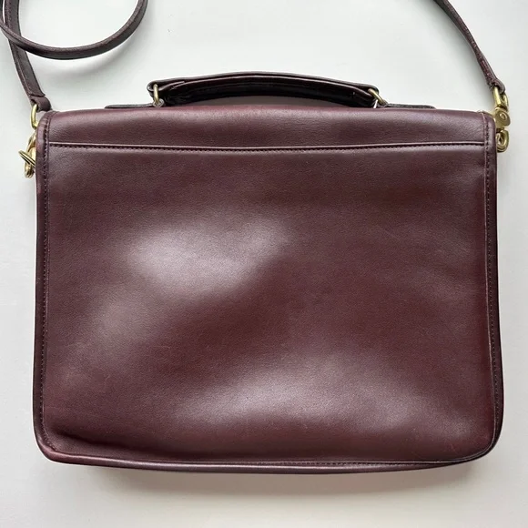 Vintage Coach NYC School Bag in Burgundy Glovetanned Leather - Style 9695 - Picture 2 of 8